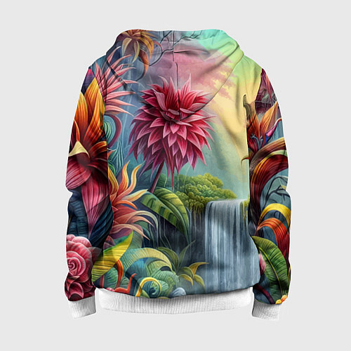 Детская толстовка на молнии Гавайские тропические цветы - алоха / 3D-Белый – фото 2