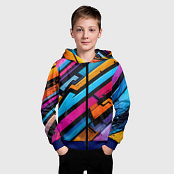 Толстовка на молнии детская Абстракция с граффити, цвет: 3D-синий — фото 2