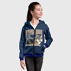 Толстовка на молнии детская Волки в ночи, цвет: 3D-синий — фото 2