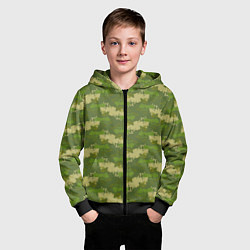 Толстовка на молнии детская Зеленый камуфляж, цвет: 3D-черный — фото 2