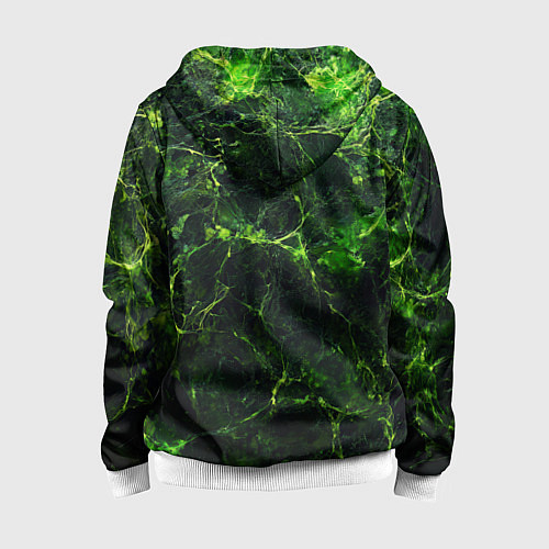 Детская толстовка на молнии Зеленая ядовитая текстура / 3D-Белый – фото 2