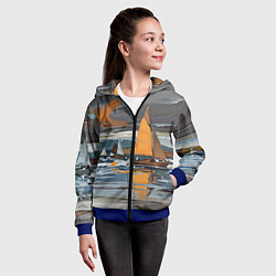 Толстовка на молнии детская Живопись с парусниками, цвет: 3D-синий — фото 2