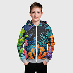 Толстовка на молнии детская Космические кораллы, цвет: 3D-меланж — фото 2