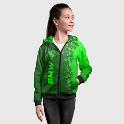 Толстовка на молнии детская BMW - green gradient по-вертикали, цвет: 3D-черный — фото 2