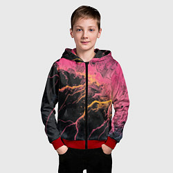 Толстовка на молнии детская Абстрактные молнии текстура, цвет: 3D-красный — фото 2