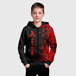 Толстовка на молнии детская Half-Life - red gradient по-вертикали, цвет: 3D-черный — фото 2