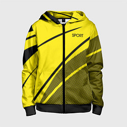 Толстовка на молнии детская Sport жёлтый с чёрным точечный, цвет: 3D-черный