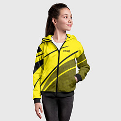 Толстовка на молнии детская Sport жёлтый с чёрным точечный, цвет: 3D-черный — фото 2