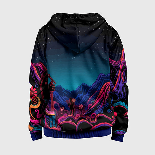 Детская толстовка на молнии Psychedelic music art / 3D-Синий – фото 2