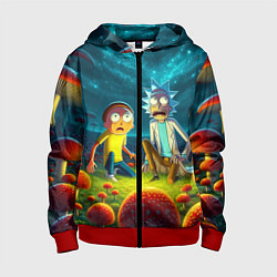 Детская толстовка на молнии Rick and Morty on the fly agaric planet