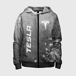 Детская толстовка на молнии Tesla - grey gradient вертикально