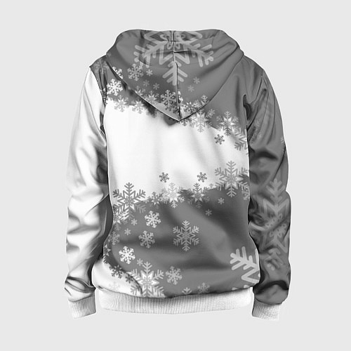 Детская толстовка на молнии Горы зовут сноуборд серый / 3D-Белый – фото 2