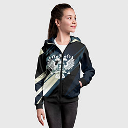 Толстовка на молнии детская Герб России Двуглавый орёл чёрно-синий, цвет: 3D-черный — фото 2