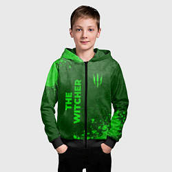 Толстовка на молнии детская The Witcher - green gradient вертикально, цвет: 3D-черный — фото 2