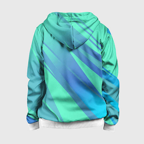 Детская толстовка на молнии Нежный голубой с полосами градиент / 3D-Белый – фото 2
