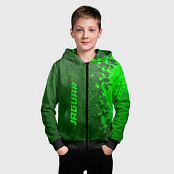Толстовка на молнии детская Jaguar - green gradient по-вертикали, цвет: 3D-черный — фото 2