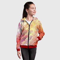 Толстовка на молнии детская Абстракция жёлтый с оранжевым, цвет: 3D-красный — фото 2