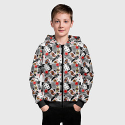 Толстовка на молнии детская Карты и фишки, цвет: 3D-черный — фото 2