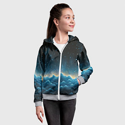 Толстовка на молнии детская Облака и черное небо текстура, цвет: 3D-меланж — фото 2