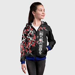 Толстовка на молнии детская Корпус бойни демонов - цветущая сакура, цвет: 3D-синий — фото 2