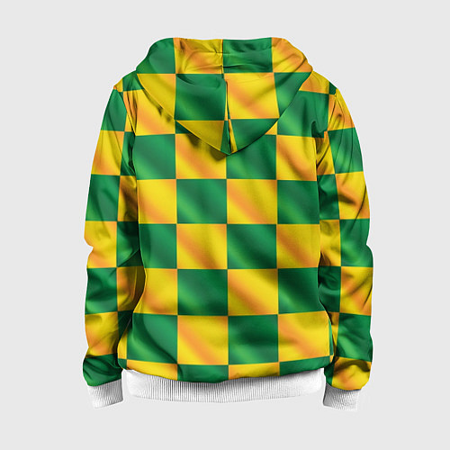 Детская толстовка на молнии Желтый и зеленый геометрический паттерн / 3D-Белый – фото 2