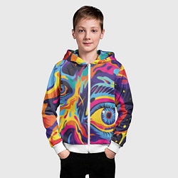 Толстовка на молнии детская Глаза вселенной, цвет: 3D-белый — фото 2