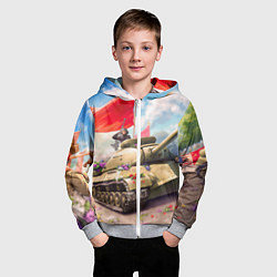Толстовка на молнии детская Русский танк, цвет: 3D-меланж — фото 2