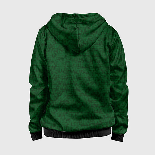 Детская толстовка на молнии Тёмно-зелёный текстурированный / 3D-Черный – фото 2