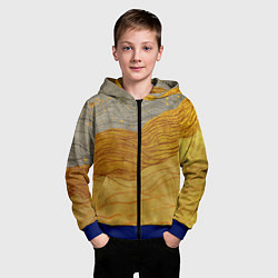 Толстовка на молнии детская Золотые волны на сером текстура, цвет: 3D-синий — фото 2