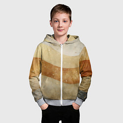 Толстовка на молнии детская Бежево-золотые полосы с блестками, цвет: 3D-меланж — фото 2