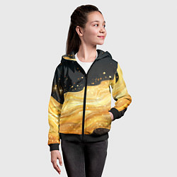 Толстовка на молнии детская Золотистая материя на черном фоне, цвет: 3D-черный — фото 2