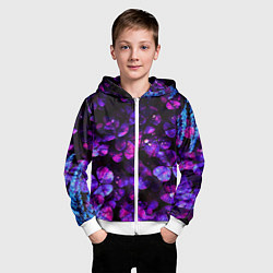 Толстовка на молнии детская Флуоресцентные цветы, цвет: 3D-белый — фото 2