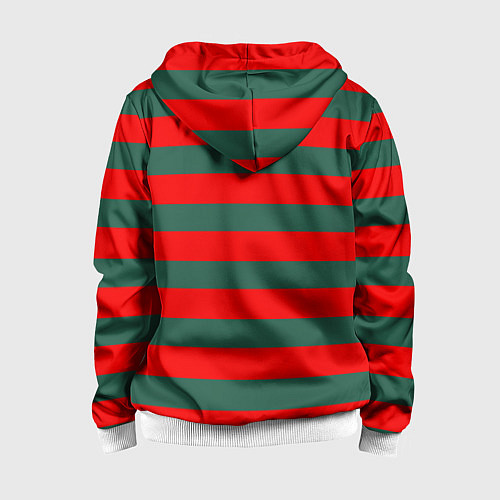 Детская толстовка на молнии Полоски Фредди Крюгера / 3D-Белый – фото 2