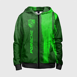 Детская толстовка на молнии Porsche - green gradient по-вертикали