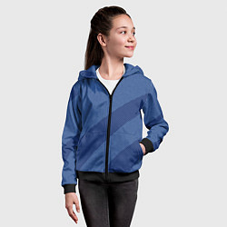 Толстовка на молнии детская Синий текстурный с полосой, цвет: 3D-черный — фото 2