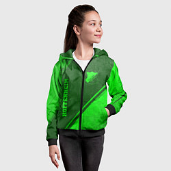 Толстовка на молнии детская Hoffenheim - green gradient вертикально, цвет: 3D-черный — фото 2