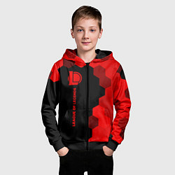 Толстовка на молнии детская League of Legends - red gradient по-вертикали, цвет: 3D-черный — фото 2