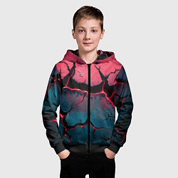 Толстовка на молнии детская Объемные разломы текстура, цвет: 3D-черный — фото 2
