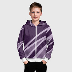 Толстовка на молнии детская Фиолетовый абстрактный с полосой, цвет: 3D-белый — фото 2