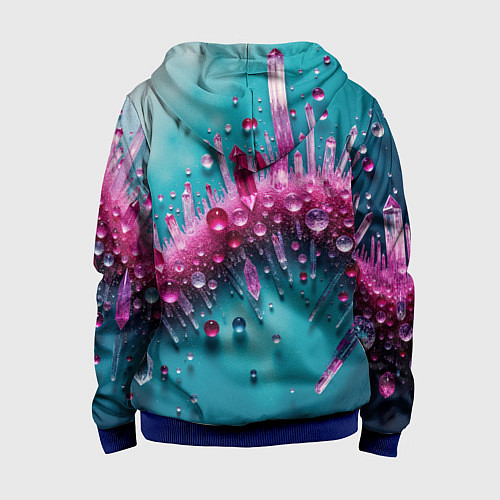 Детская толстовка на молнии Розовые кристаллы / 3D-Синий – фото 2