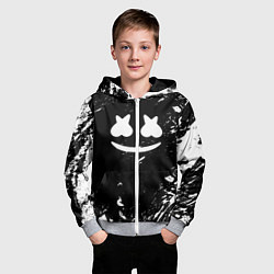 Толстовка на молнии детская Marshmello брызги красок, цвет: 3D-меланж — фото 2