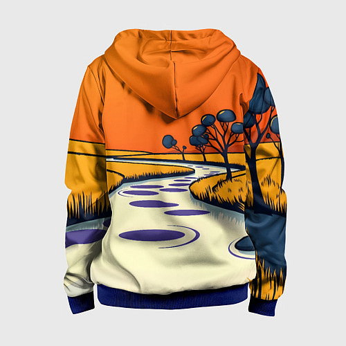 Детская толстовка на молнии Арт с фантастическим пейзажем / 3D-Синий – фото 2