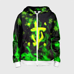 Толстовка на молнии детская Doom кислотный снег в огне лого, цвет: 3D-белый