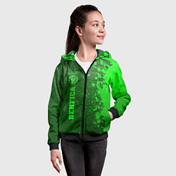 Толстовка на молнии детская Benfica - green gradient по-вертикали, цвет: 3D-черный — фото 2