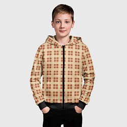 Толстовка на молнии детская Светлый коричневый простая клетка, цвет: 3D-черный — фото 2