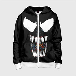 Толстовка на молнии детская Веном жрет, цвет: 3D-белый