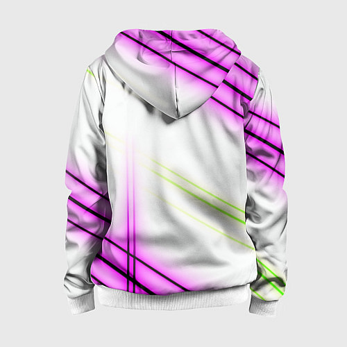 Детская толстовка на молнии Green white pink line / 3D-Белый – фото 2