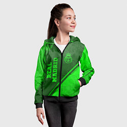 Толстовка на молнии детская Real Madrid - green gradient вертикально, цвет: 3D-черный — фото 2