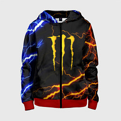 Толстовка на молнии детская Monster energy storm, цвет: 3D-красный