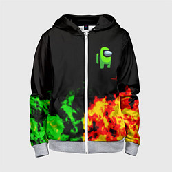 Толстовка на молнии детская Амонг ас огненная текстура, цвет: 3D-меланж